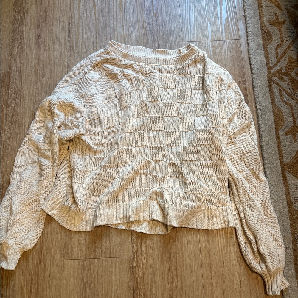 Z Supply Cream Checkered Women's Sweater